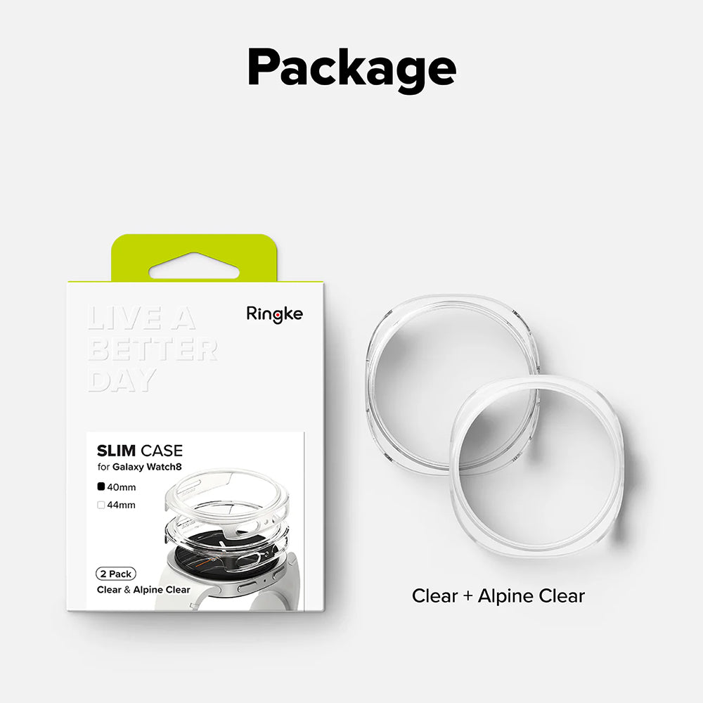 Ovitek Ringke Slim za Samsung Galaxy Watch8 40mm, Set 2 kosa, Prozoren