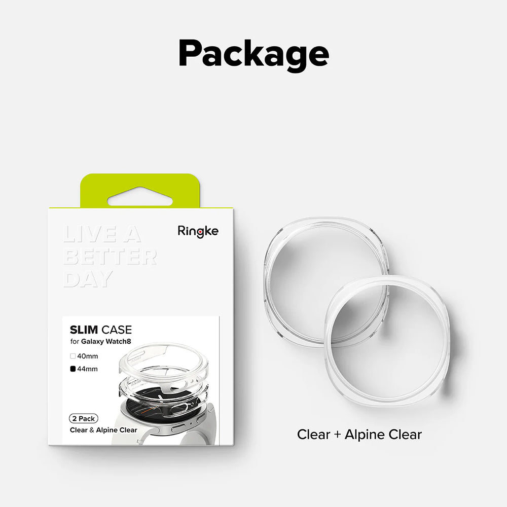 Ovitek Ringke Slim za Samsung Galaxy Watch8 44mm, komplet 2 kosa, prozoren