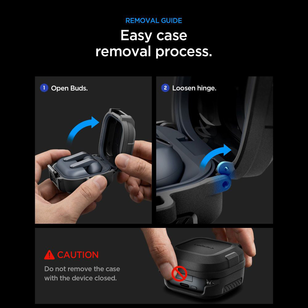 Ovitek Spigen Lock Fit za Samsung Galaxy Buds4 / Buds4 Pro, Mat Črn ACS11202