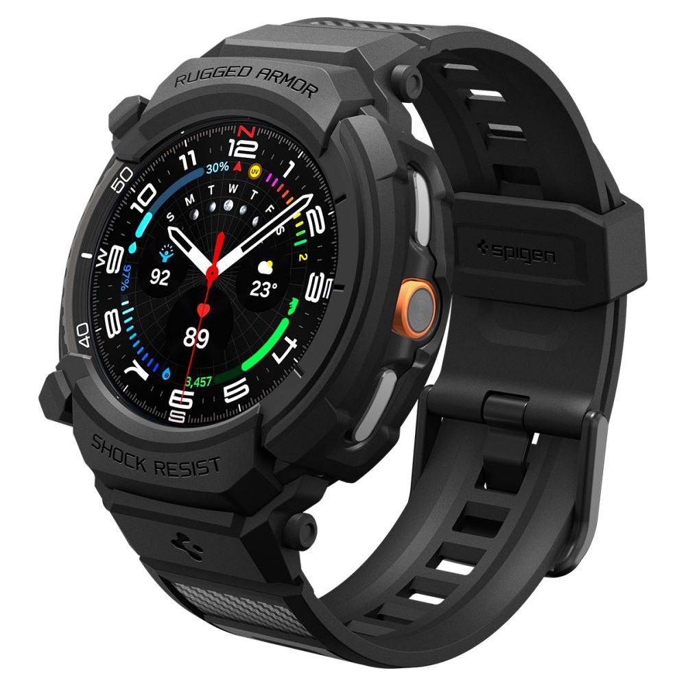 Ovitek Spigen Rugged Armor Pro za Samsung Galaxy Watch8 Classic, Mat Črn ACS10013