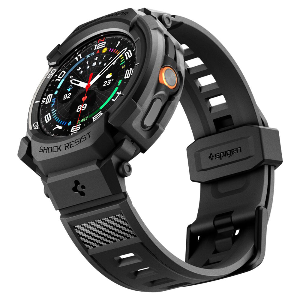 Ovitek Spigen Rugged Armor Pro za Samsung Galaxy Watch8 Classic, Mat Črn ACS10013