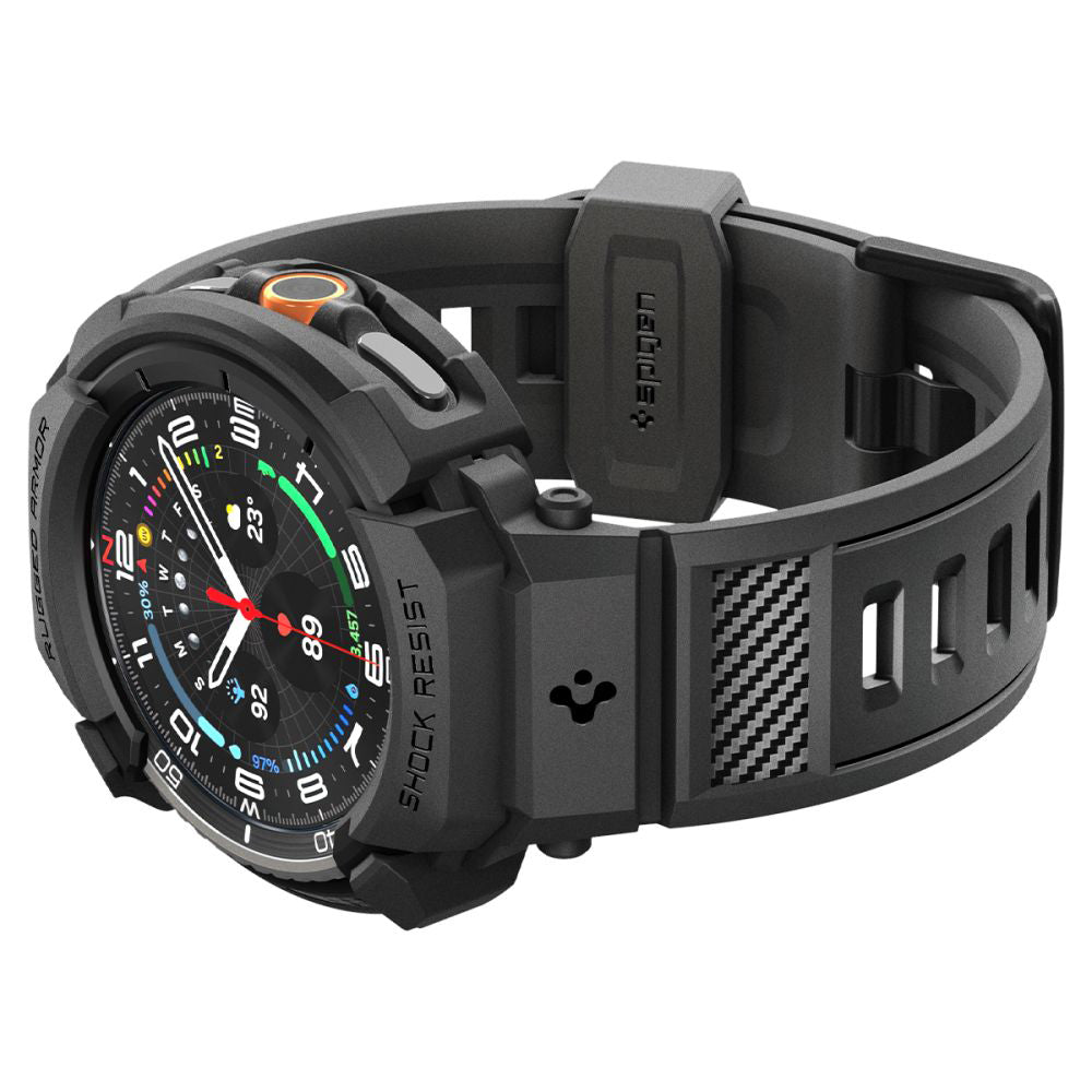 Ovitek Spigen Rugged Armor Pro za Samsung Galaxy Watch8 Classic, Mat Črn ACS10013