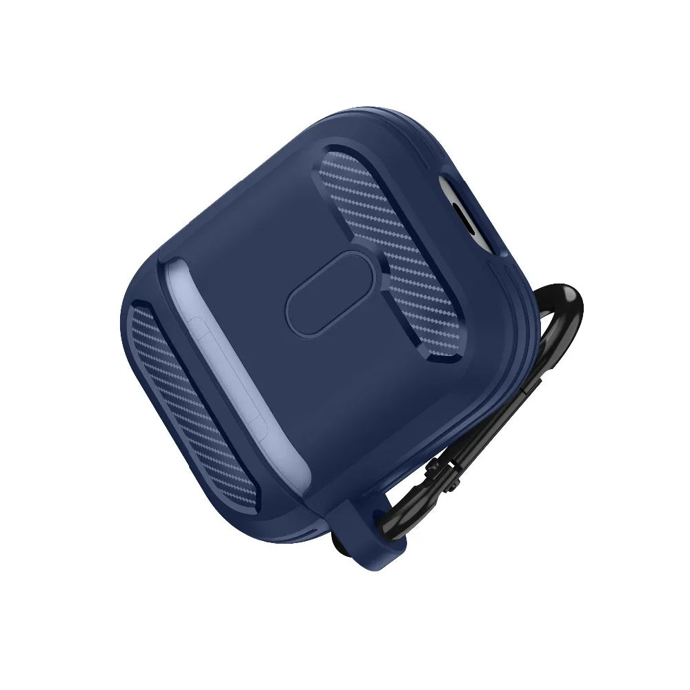 Techsuit Carbon Case for Apple AirPods Gen 2 / Gen 1, Navy Blue