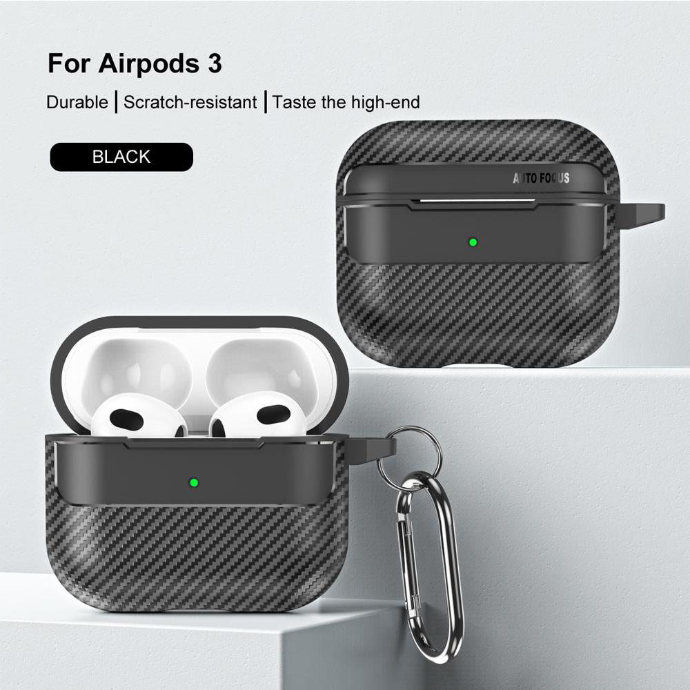 Ovitek Techsuit CarbonFiber za Apple AirPods 3, črn