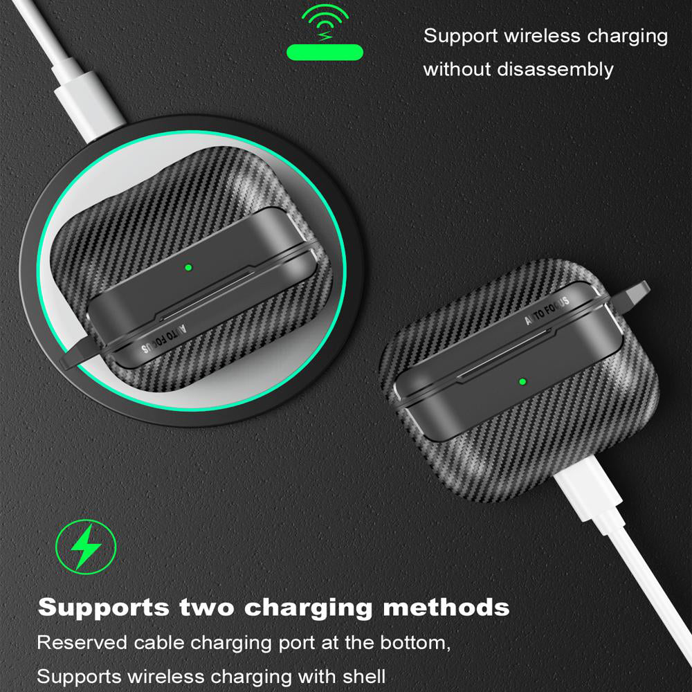 Ovitek Techsuit CarbonFiber za Apple AirPods 3, črn