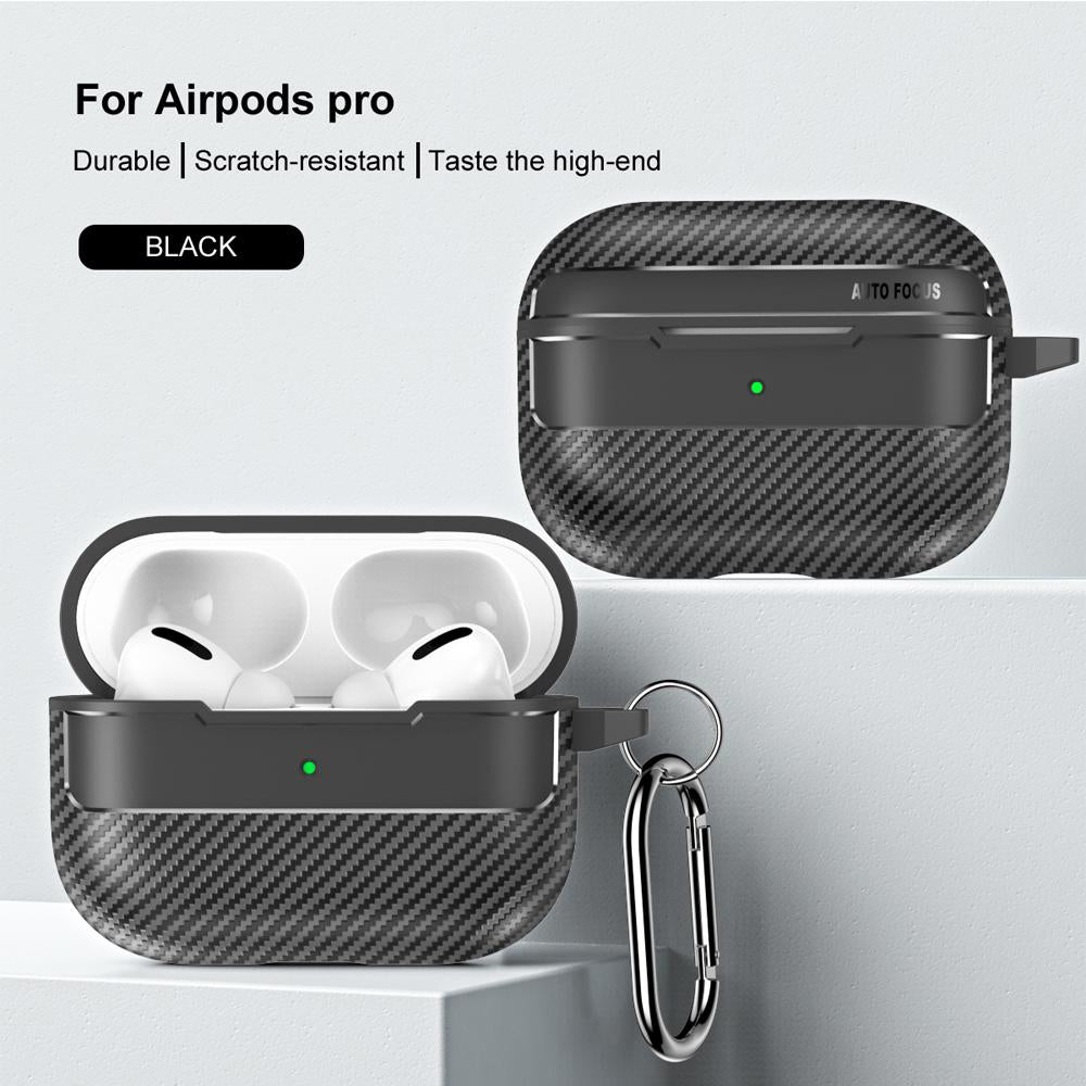 Ovitek Techsuit CarbonFiber za Apple AirPods Pro serijo, črn