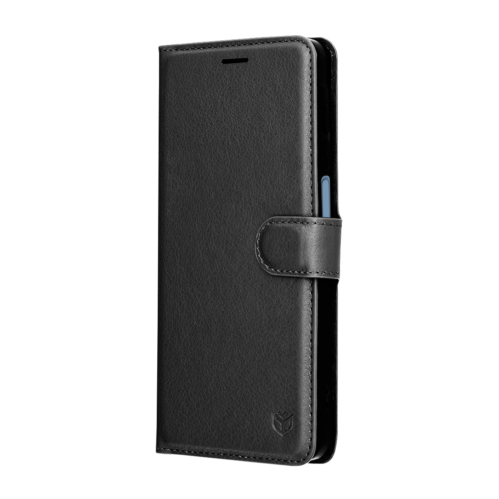 Ovitek za Samsung Galaxy A07 4G A075, Techsuit, usnjen folio, črn