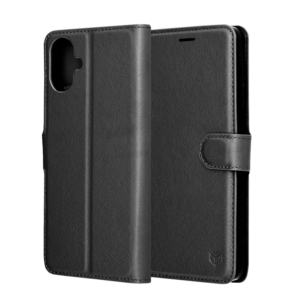 Ovitek za Samsung Galaxy A07 4G A075, Techsuit, usnjen folio, črn
