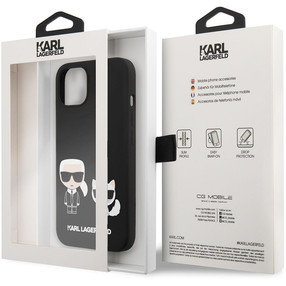 Ovitek MagSafe za Apple iPhone 14 Plus, Karl Lagerfeld, silikon Karl & Choupette, črn