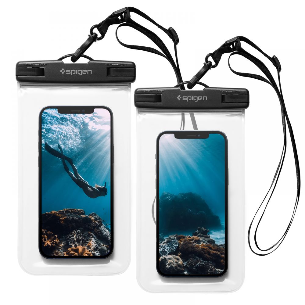 Univerzalna vodoodporna torbica za telefon max. 3.5inch - 7inch, Spigen, A601, Set 2 kosov, Prozorna AMP03098