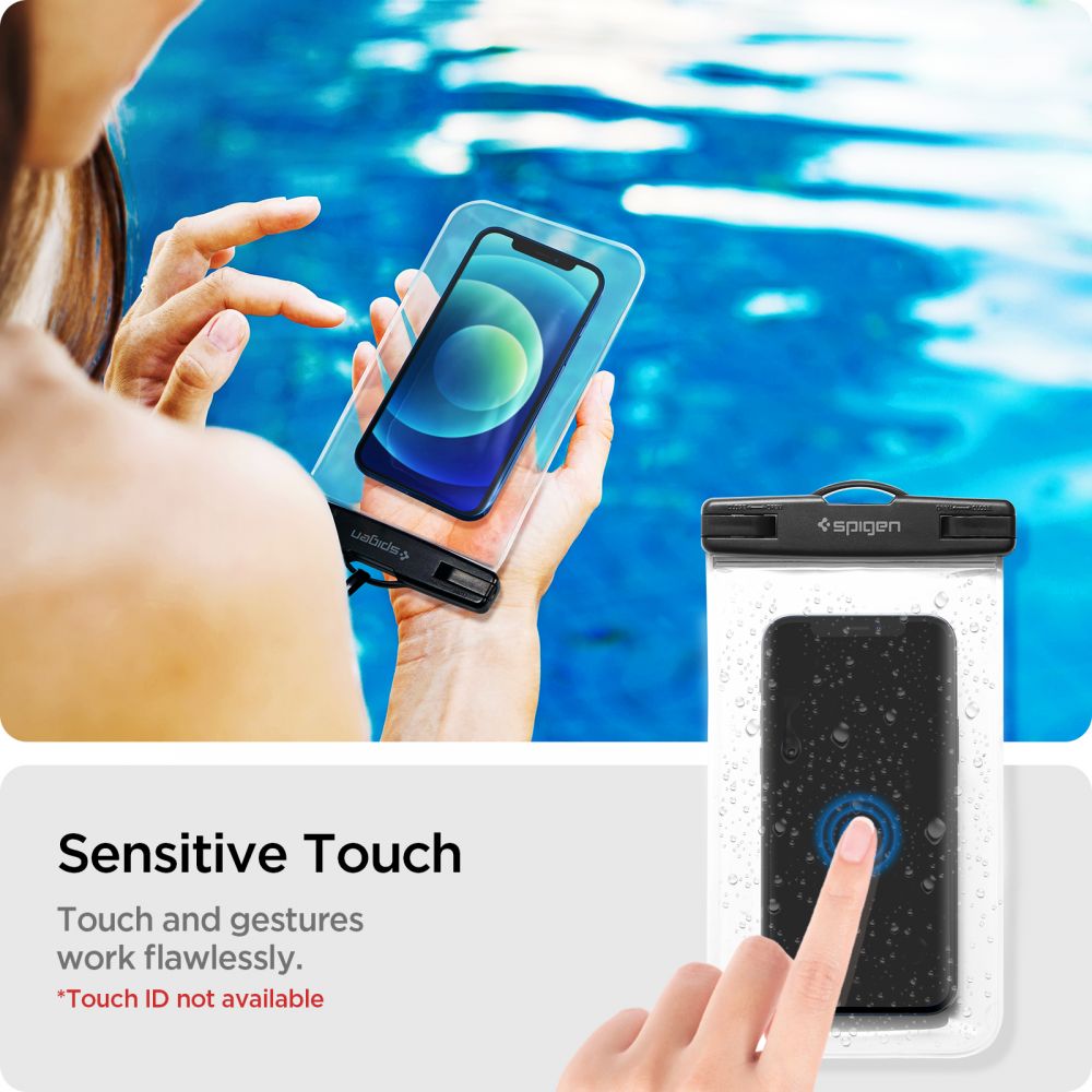 Univerzalna vodoodporna torbica za telefon max. 3.5inch - 7inch, Spigen, A601, Set 2 kosov, Prozorna AMP03098
