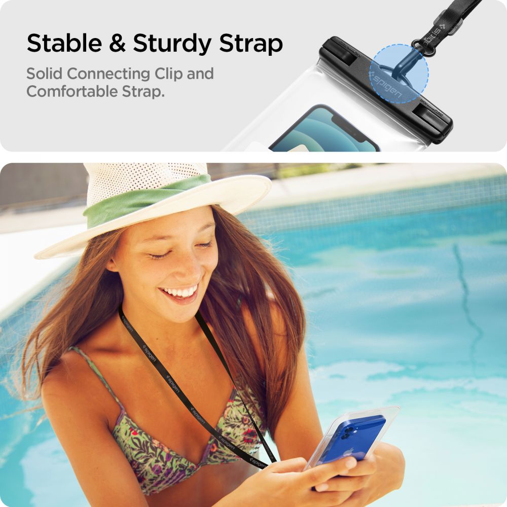 Univerzalna vodoodporna torbica za telefon max. 3.5inch - 7inch, Spigen, A601, Set 2 kosov, Prozorna AMP03098