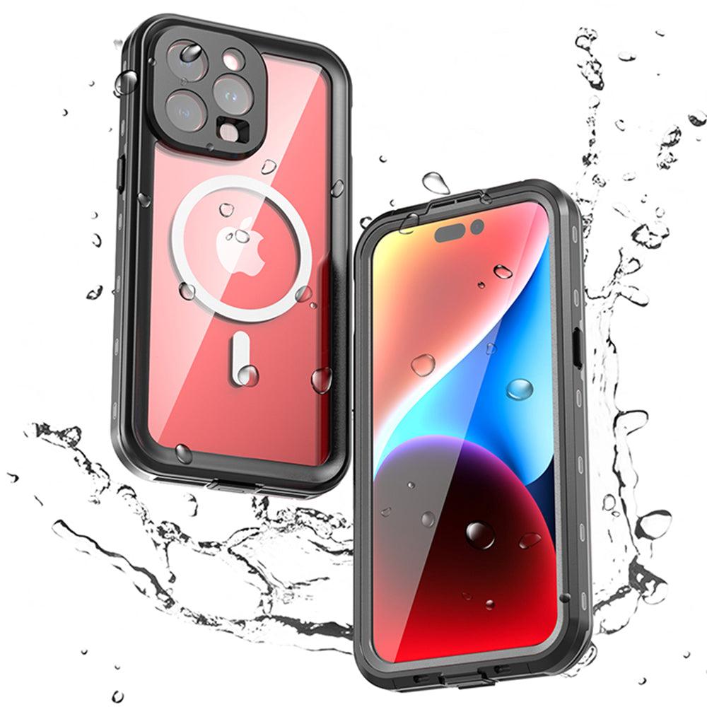 Vodoodporni ovitek MagSafe za Apple iPhone 15 Pro Max, ShellBox, črn