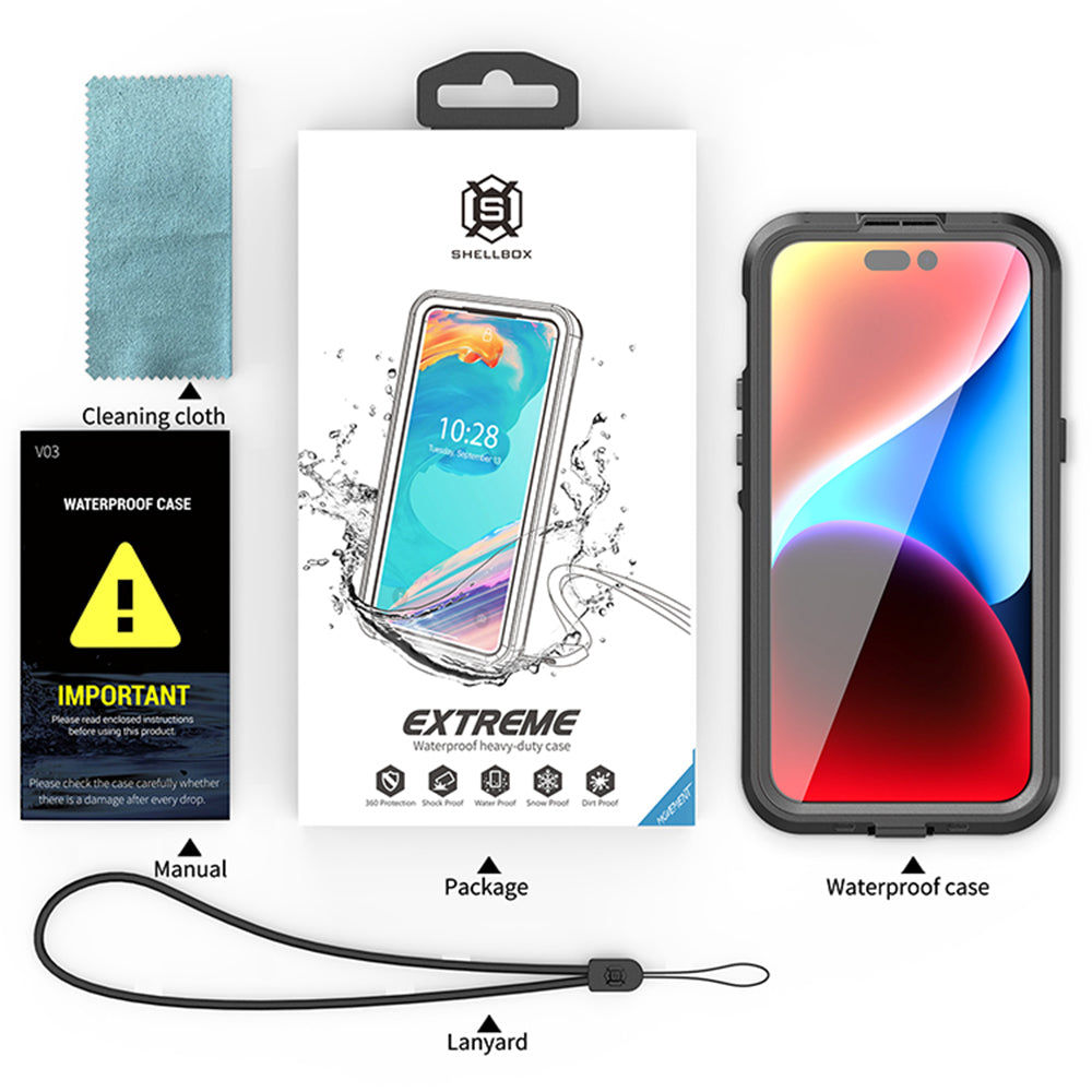 Vodoodporni ovitek MagSafe za Apple iPhone 15 Pro Max, ShellBox, črn