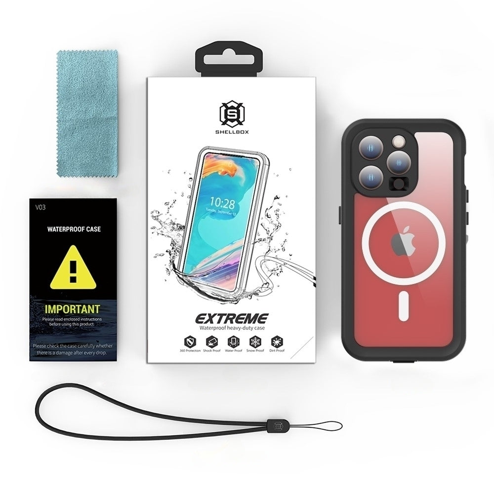 Vodoodporni ovitek MagSafe za Apple iPhone 15 Pro, ShellBox, črn