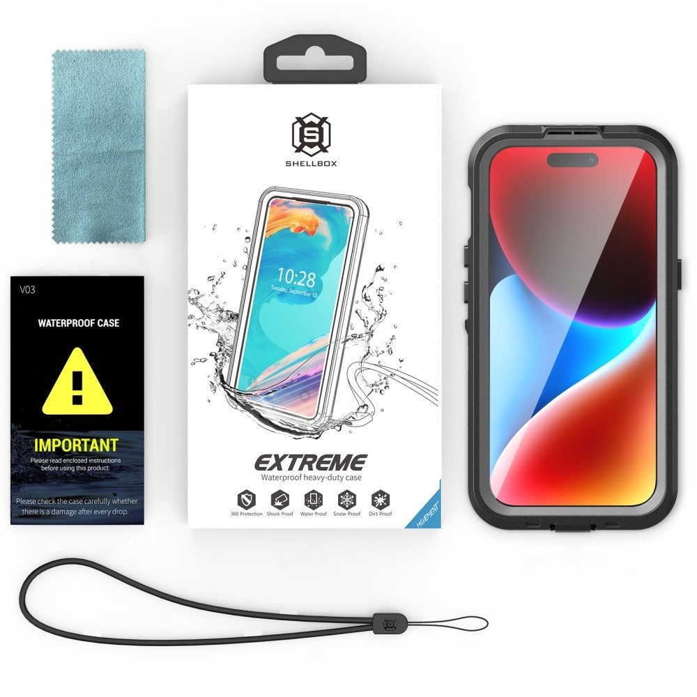 Vodoodporni ovitek MagSafe za Apple iPhone 15, ShellBox, črn