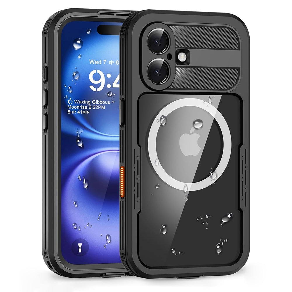 Vodoodporni ovitek za Apple iPhone 16, ShellBox, ogljik, črn