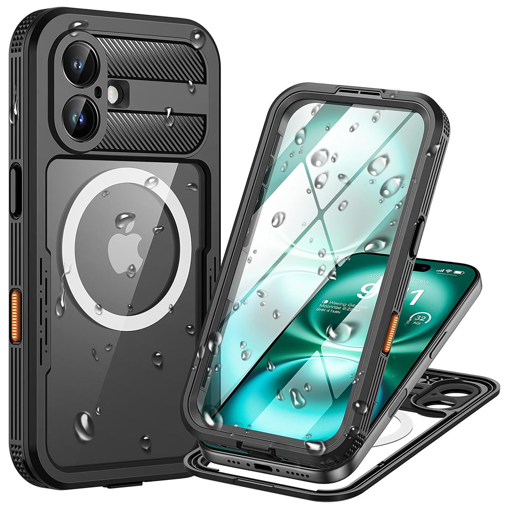 Vodoodporni ovitek za Apple iPhone 16, ShellBox, ogljik, črn