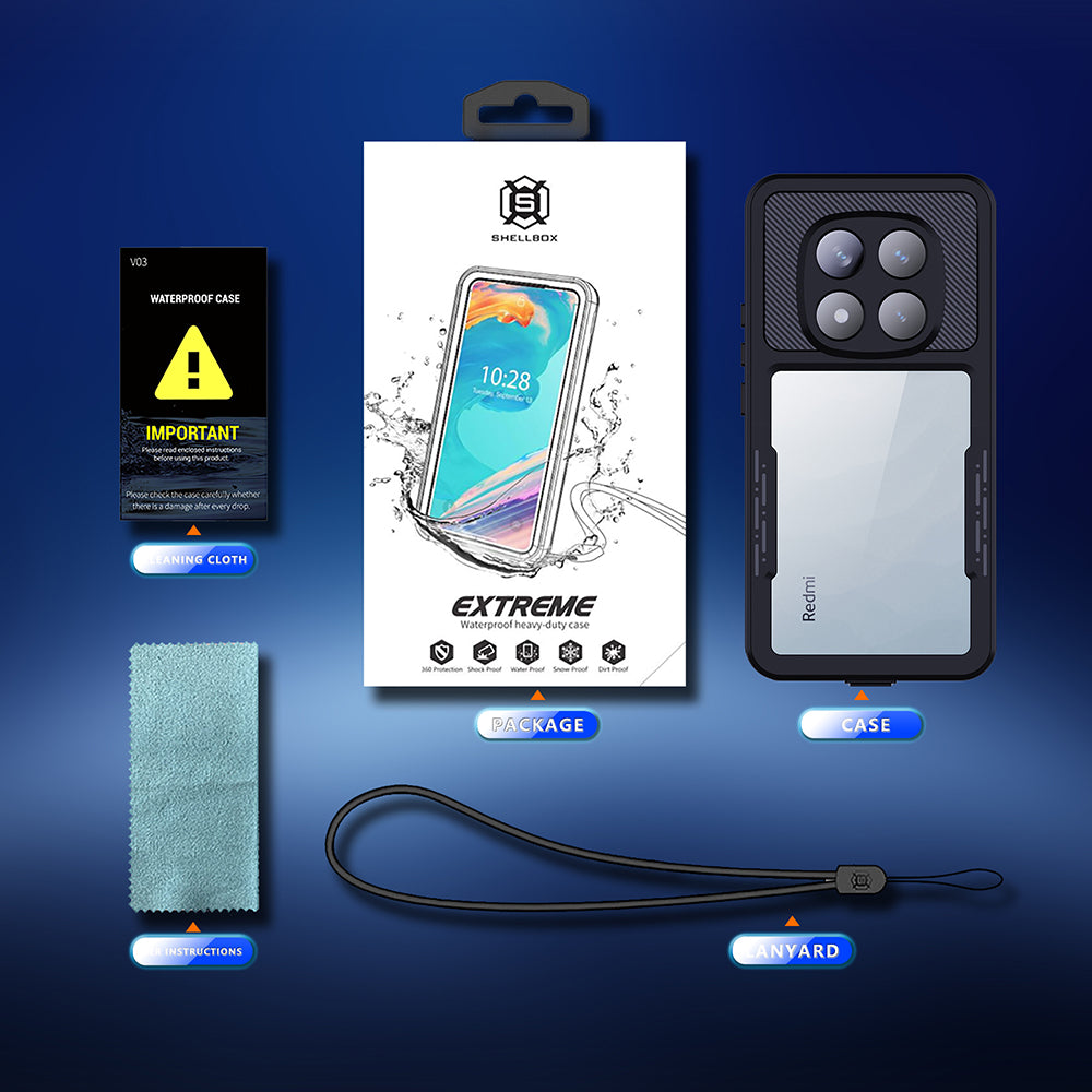 Vodoodporni ovitek za Xiaomi Poco X7 / Redmi Note 14 Pro 5G, ShellBox, črn