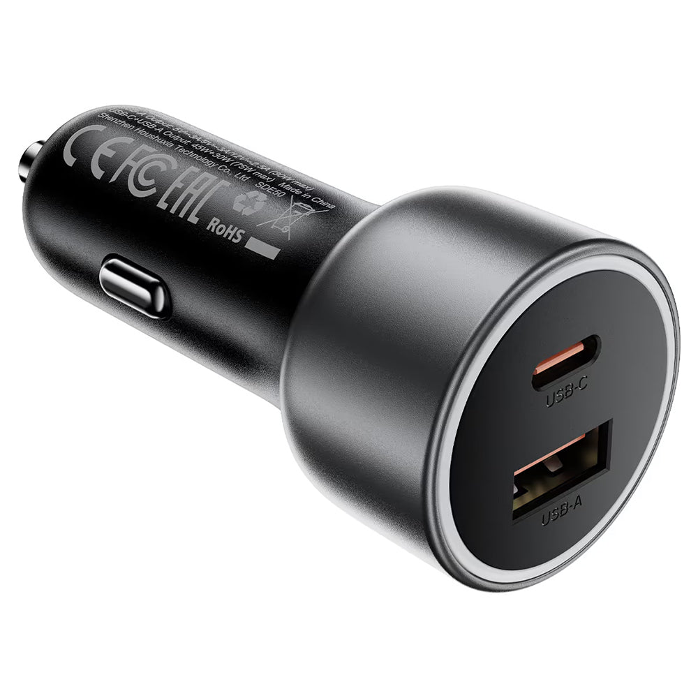 Avto polnilec Acefast B21, 75W, 3A, 1 x USB-A - 1 x USB-C, Siva