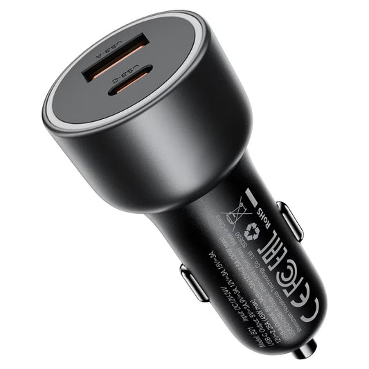 Avto polnilec Acefast B21, 75W, 3A, 1 x USB-A - 1 x USB-C, Siva
