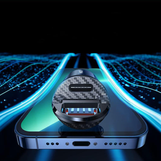 Avtomobilski polnilec Ainope, 30W, 5A, 1 x USB-A - 1 x USB-C, črn