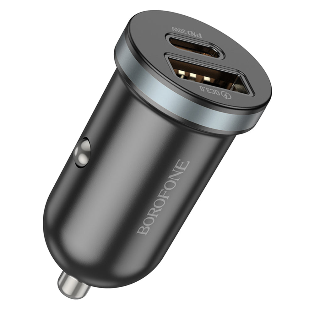 Avtomobilski polnilnik Borofone BZ22 Scenery, 30 W, 3A, 1 x USB-A - 1 x USB-C, črn