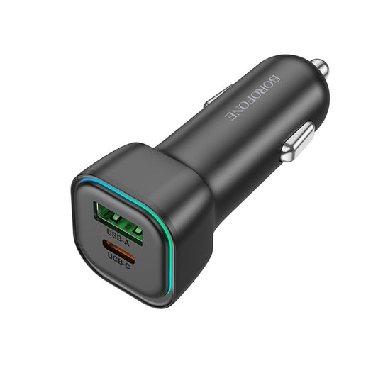 Avtomobilski polnilec Borofone BZ28A Trophie, 30W, 3A, 1 x USB-A - 1 x USB-C, črn