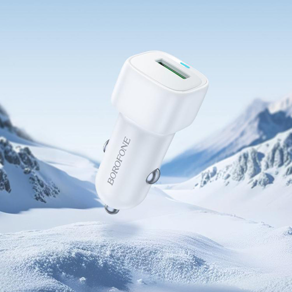 Avtomobilski polnilec Borofone BZ34 Cloud, 18W, 3A, 1 x USB-A, Bel