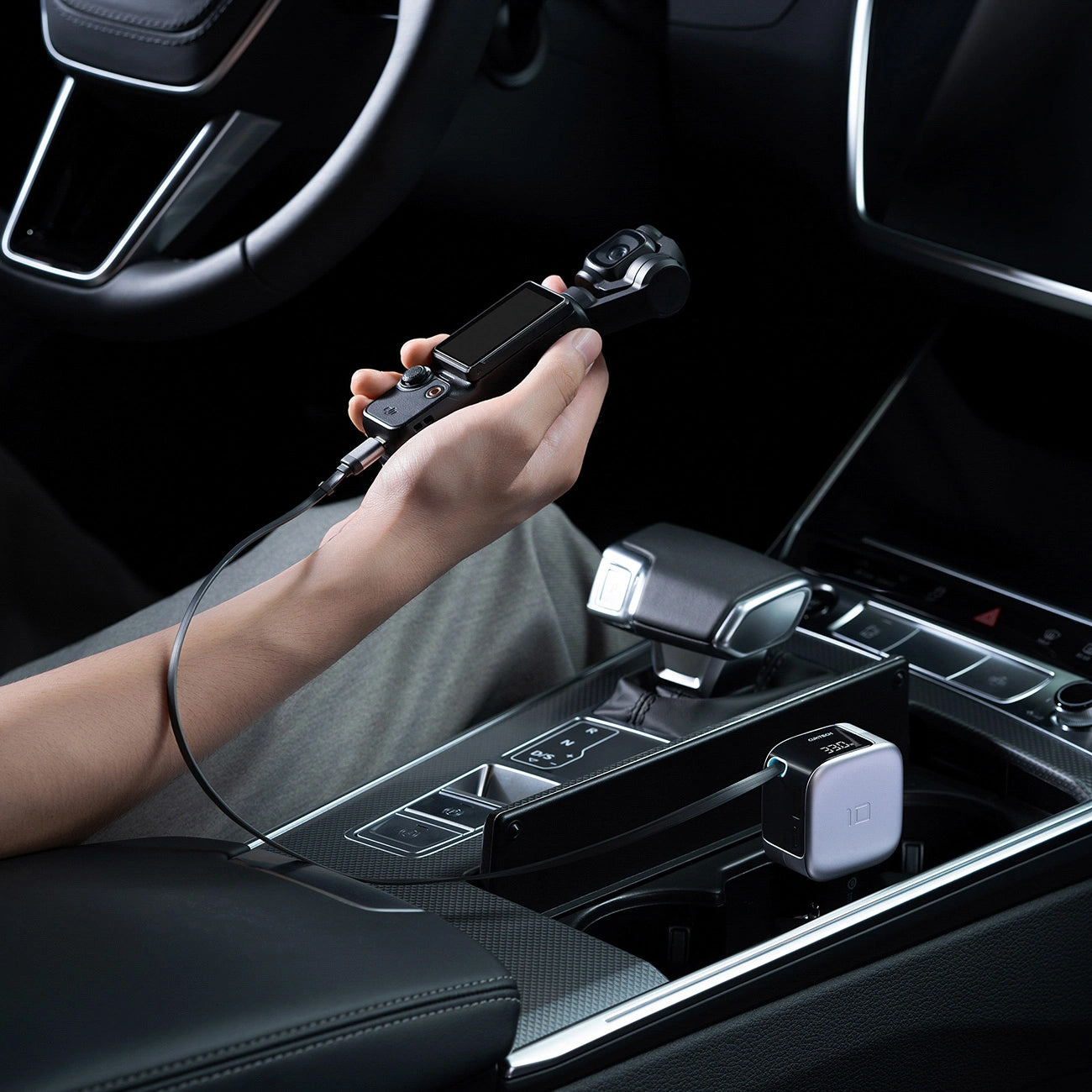 Car Charger With USB-C Cable Cuktech CC903P Display, 100W, 5A, 1 x USB-A - 1 x USB-C, Gray