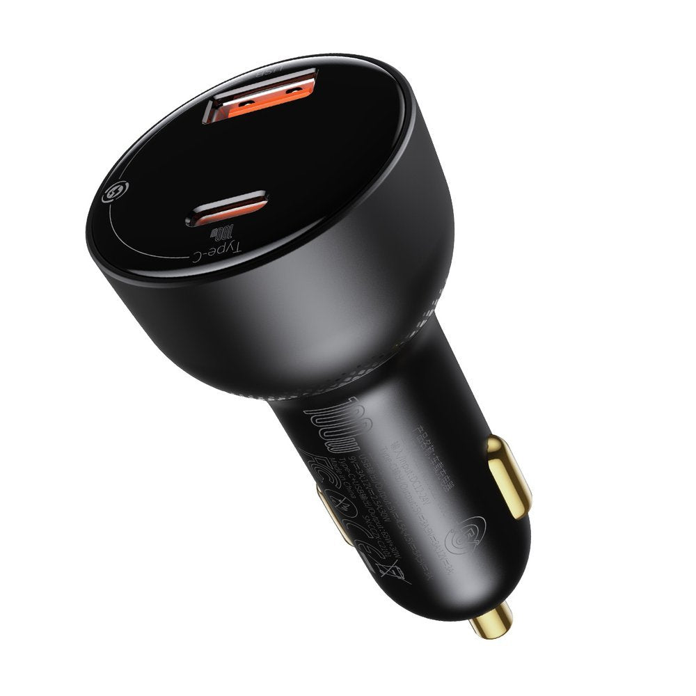 Avtomobilski polnilec z USB-C kablom Baseus Superme, 100W, 5A, 1 x USB-A - 1 x USB-C, Črn TZCCZX-01