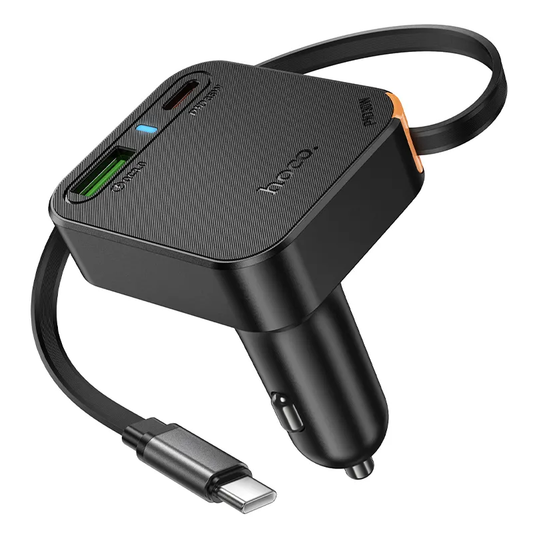 Avtomobilski polnilec s kablom USB-C HOCO NZ18, 65W, 3A, 1 x USB-A - 1 x USB-C, črn