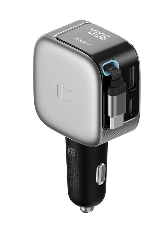 Avto polnilec s kablom USB-C Cuktech CC903P zaslon, 100W, 5A, 1 x USB-A - 1 x USB-C, siva