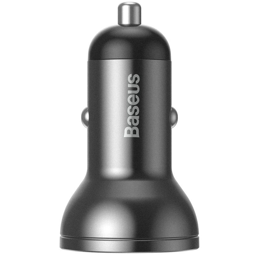 Avtomobilski polnilnik s kablom Lightning - microUSB - USB-C Baseus Digital Display, 24 W, 2,4 A, 2 x USB-A, siv TZCCBX-0G TZCCBX-0G