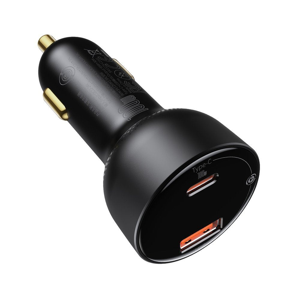 Avtomobilski polnilec z USB-C kablom Baseus Superme, 100W, 5A, 1 x USB-A - 1 x USB-C, Črn TZCCZX-01
