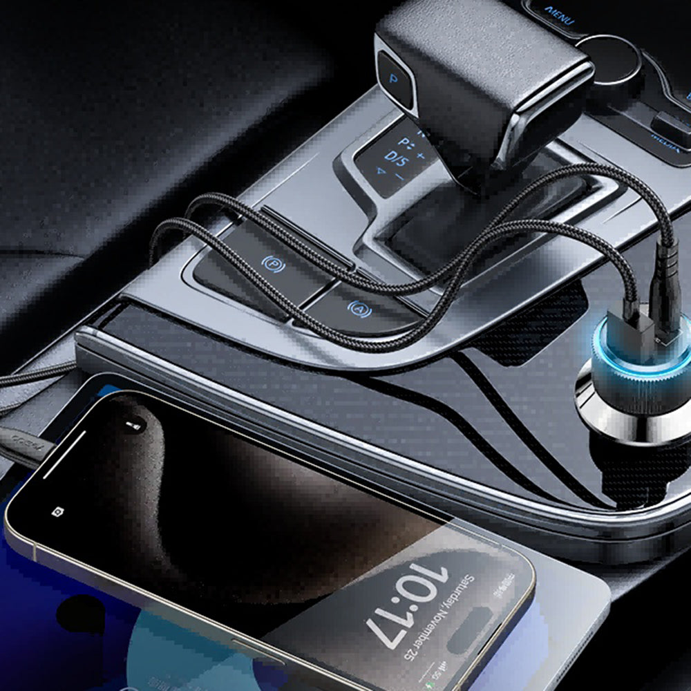 Avtomobilski polnilec z Lightning kablom Yesido Y60, 38W, 3A, 1 x USB-A - 2 x USB-C, črn