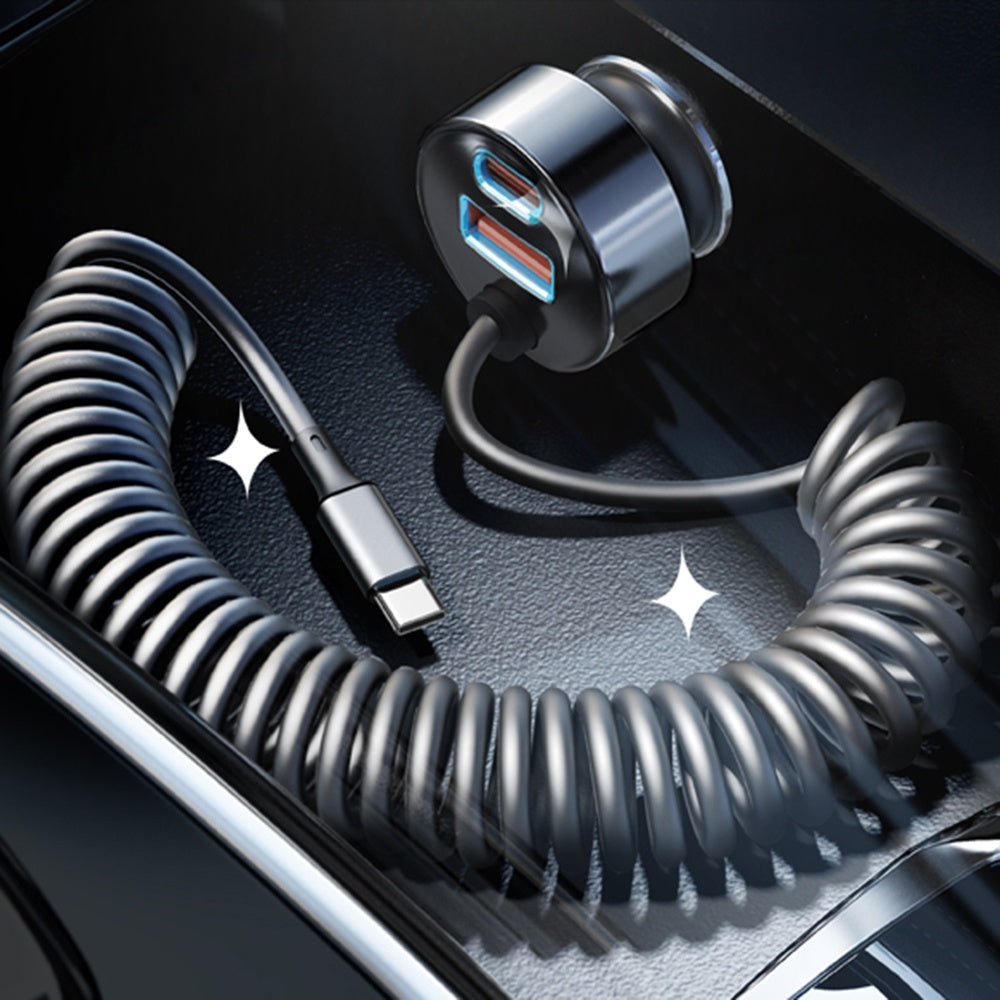 Avtomobilski polnilec z USB-C kablom Lisen, 90W, 3A, 1 x USB-A - 1 x USB-C, črn YL0223120020