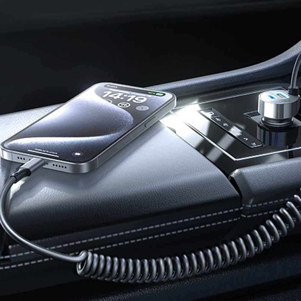 Avtomobilski polnilec z USB-C kablom Lisen, 90W, 3A, 1 x USB-A - 1 x USB-C, črn YL0223120020