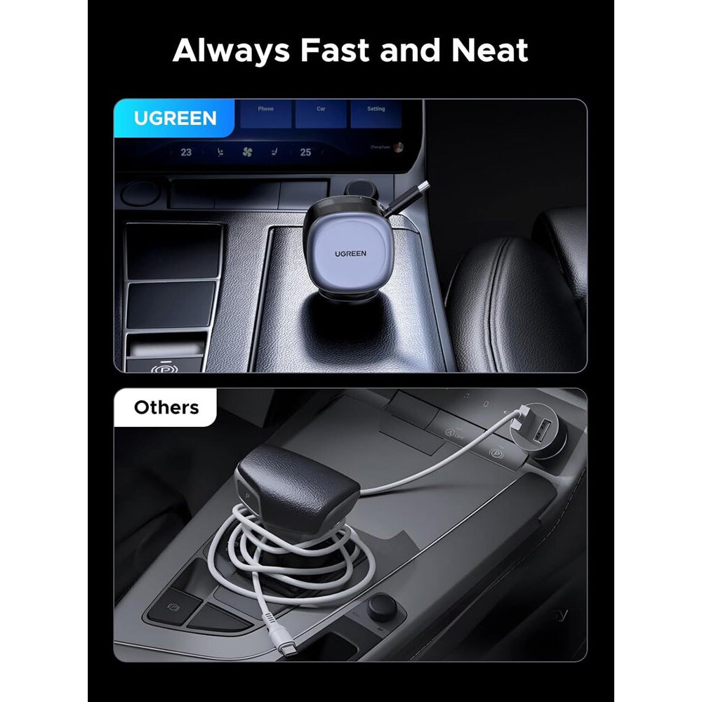 Avtomobilski polnilec z USB-C kablom UGREEN EC601, 75W, 3A, 1 x USB-A - 1 x USB-C, Siv