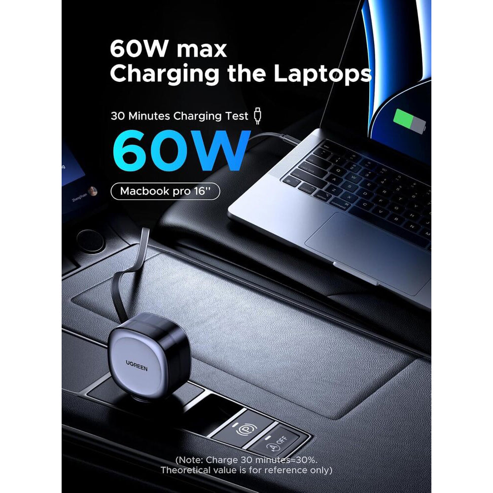 Avtomobilski polnilec z USB-C kablom UGREEN EC601, 75W, 3A, 1 x USB-A - 1 x USB-C, Siv