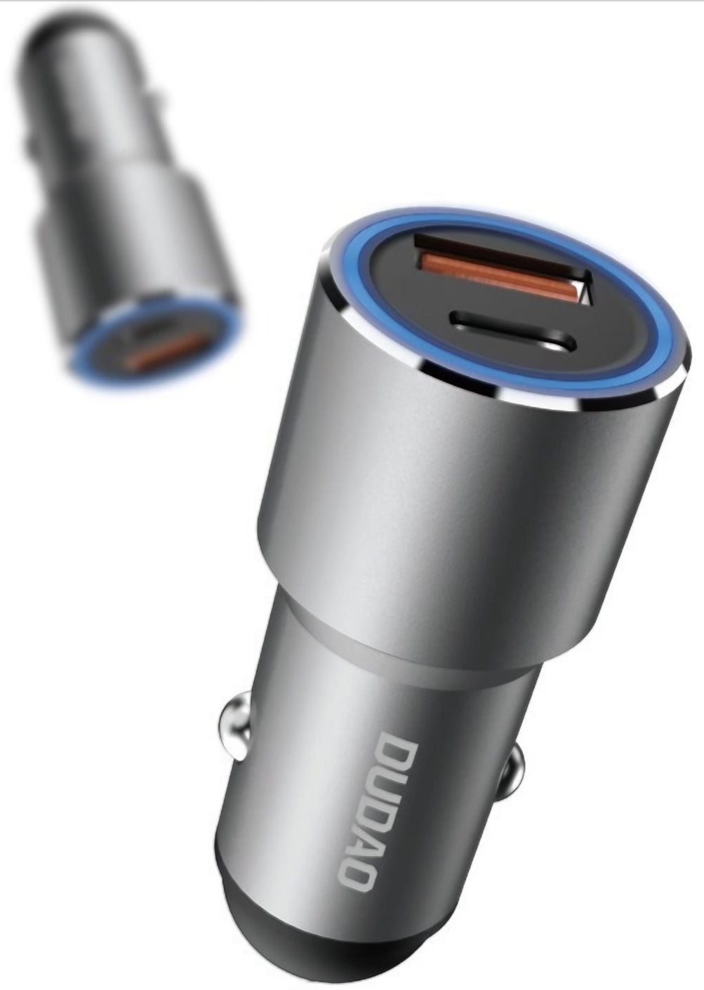 Avto polnilec Dudao R4PQ NM, 22,5W, 3A, 1 x USB-A - 1 x USB-C, Siva