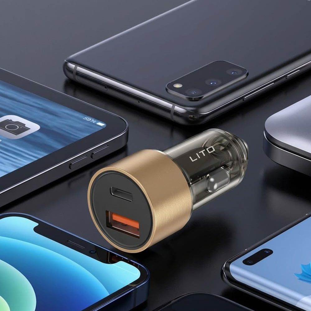 Avtomobilski polnilec Lito IN-C04, 52W, 3A, 1 x USB-A - 1 x USB-C, črn