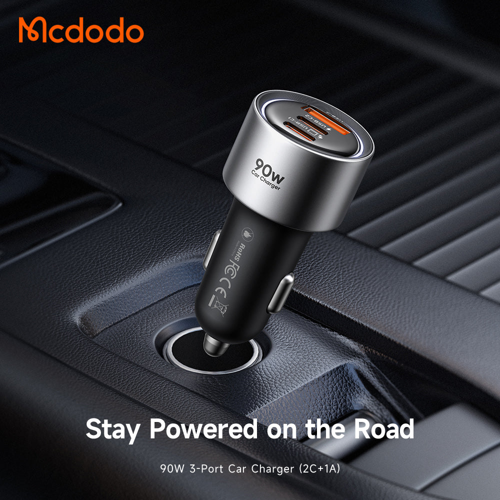 Avto polnilec McDodo CC-3110 Gana, 90W, 3A, 1 x USB-A - 2 x USB-C, Črn