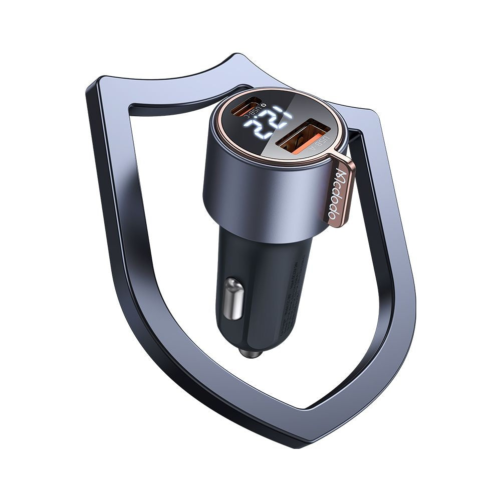 Avtomobilski polnilec McDodo CC-3690 Venus Display, 75W, 3A, 1 x USB-A - 1 x USB-C, črn