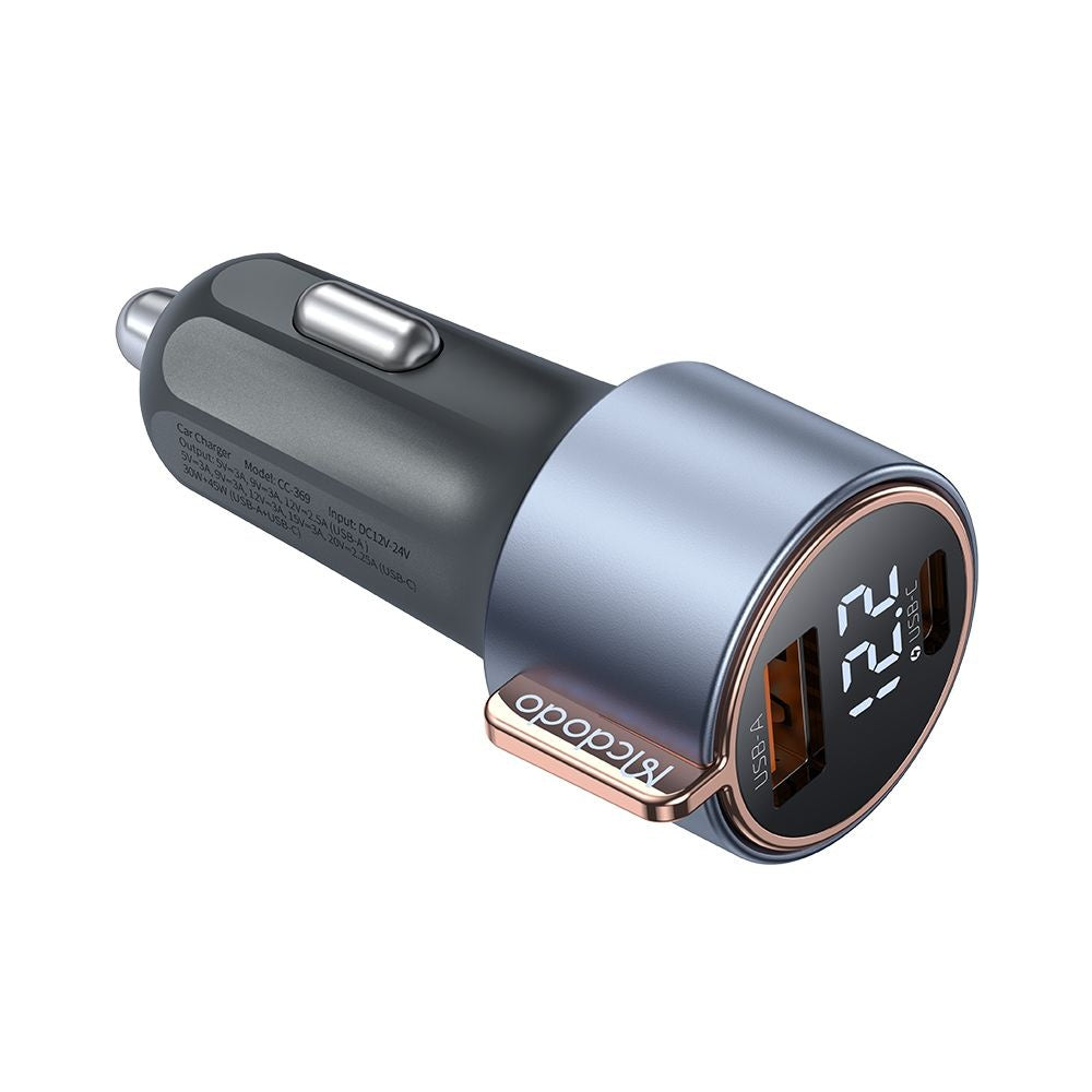Avtomobilski polnilec McDodo CC-3690 Venus Display, 75W, 3A, 1 x USB-A - 1 x USB-C, črn