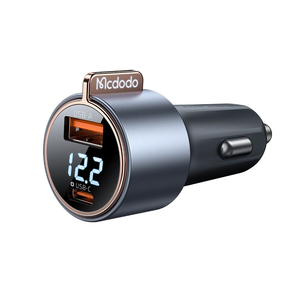 Avtomobilski polnilec McDodo CC-3690 Venus Display, 75W, 3A, 1 x USB-A - 1 x USB-C, črn