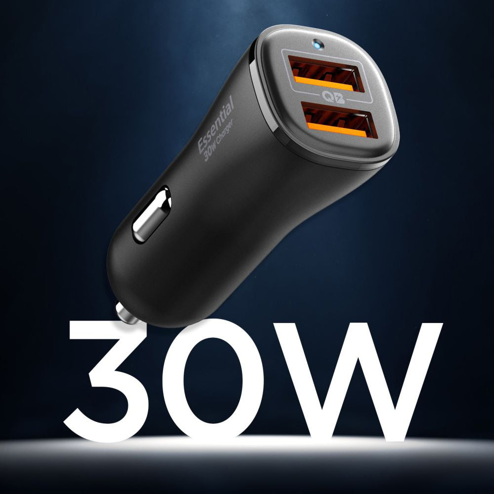 Avtomobilski polnilec Spigen EV302 Essential, 30W, 3A, 2 x USB-A, Črn ACP08700