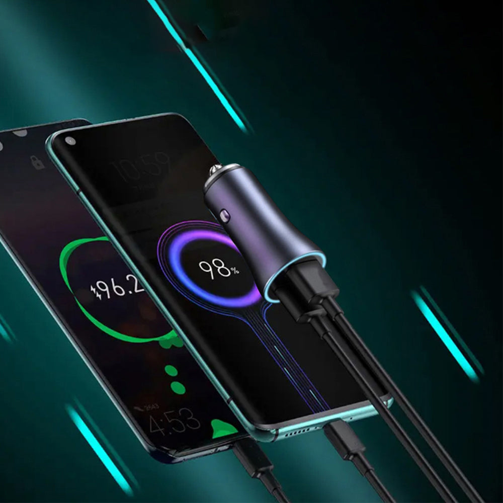 Avtomobilski polnilec Techsuit C3 RescueVolt, 48W, 3A, 1 x USB-A - 1 x USB-C, Siv