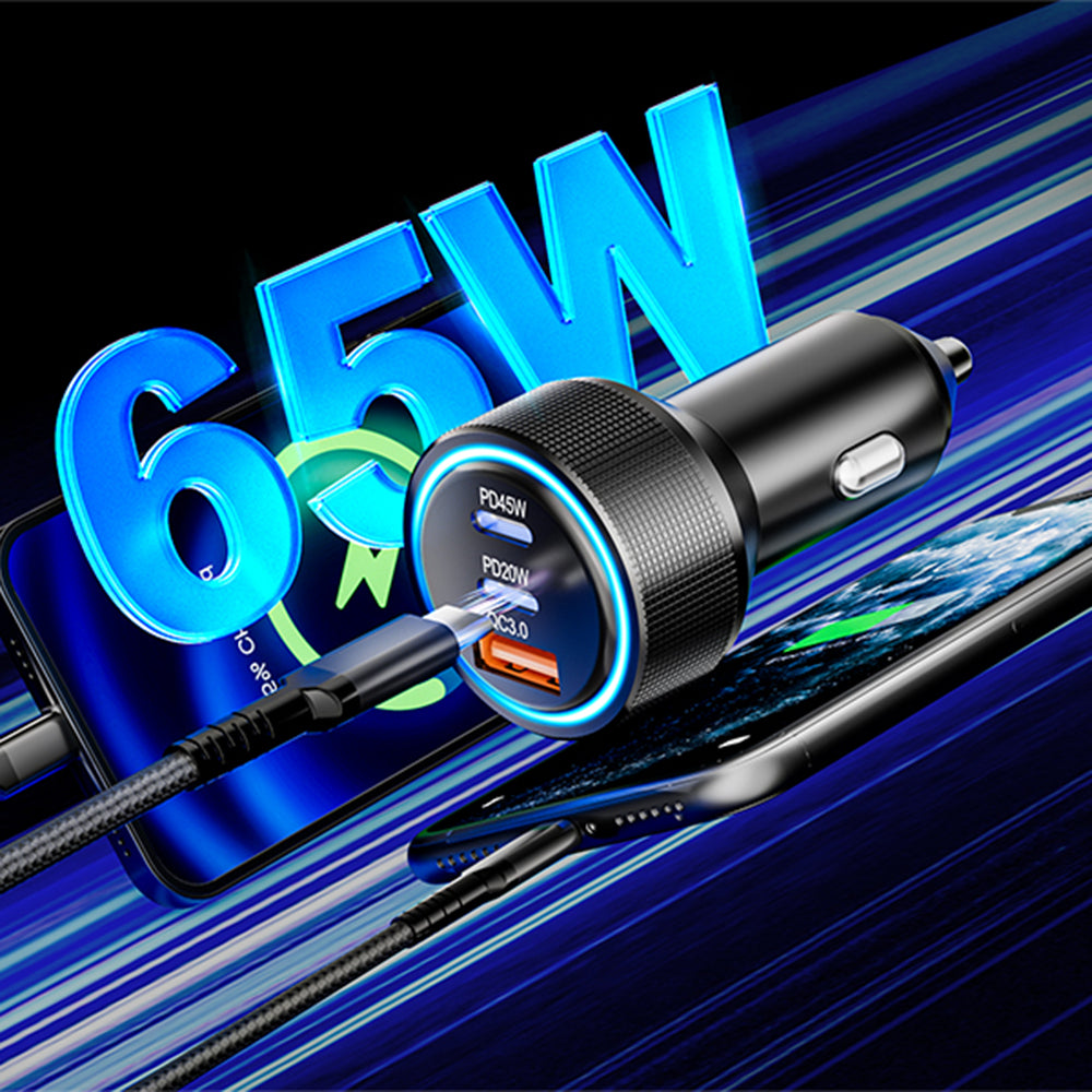 Avtomobilski polnilec Techsuit C6 DriveBoost, 60W, 3A, 1 x USB-A - 2 x USB-C, Srebrn