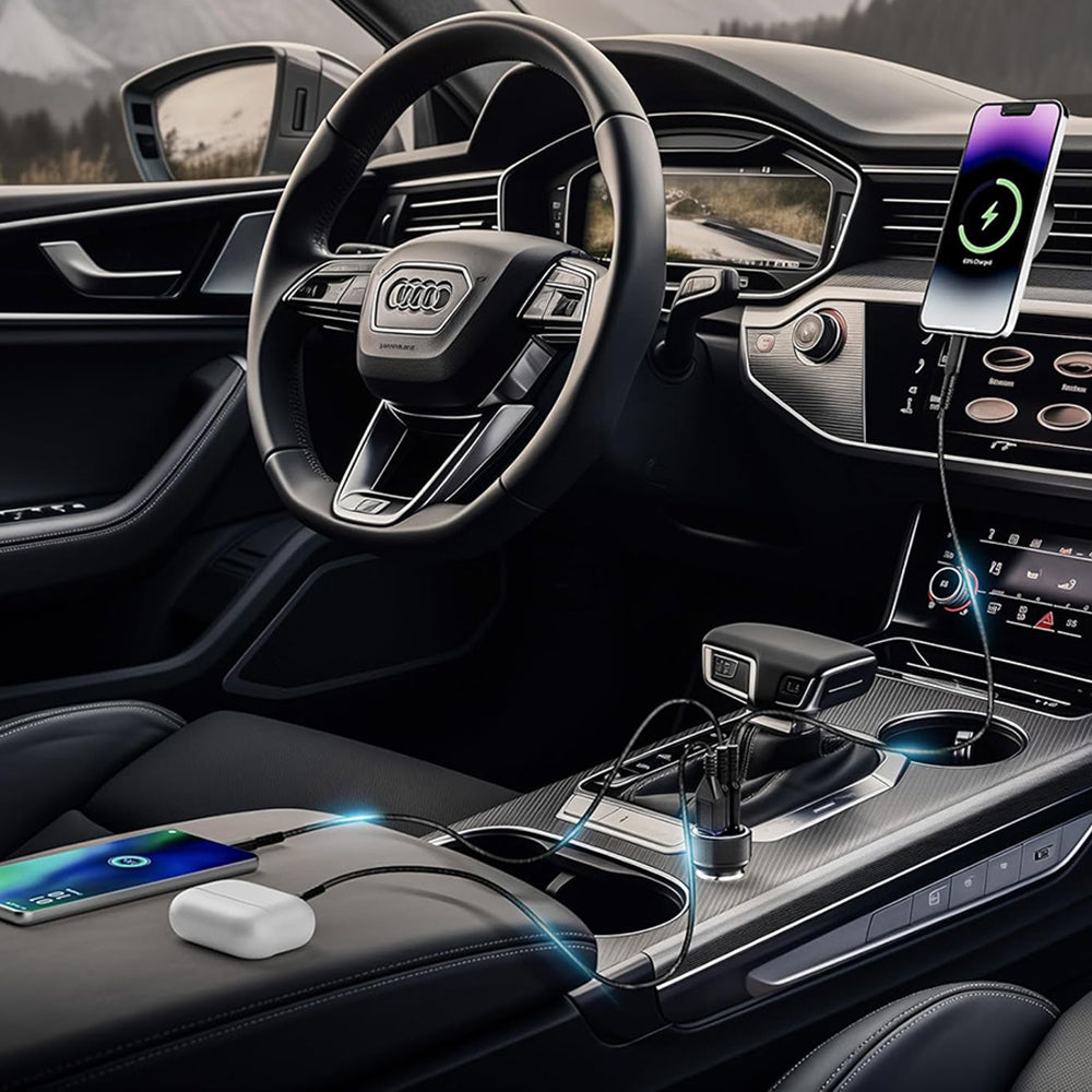 Avtomobilski polnilec Techsuit C6 DriveBoost, 60W, 3A, 1 x USB-A - 2 x USB-C, Srebrn